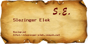 Slezinger Elek névjegykártya